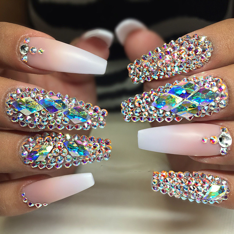SS3-ss16 1440 komada Clear Crystal AB gold 3D Non HotFix FlatBack Nail Art Dijamantni ukrasi Cipele i plesni ukrasi od kamenčića