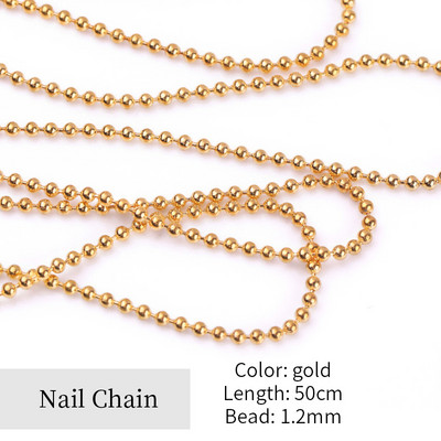 Rhinestones nagu naglu ķēde zelta sudraba nagu akmens krelles dekors 3D kalnu akmens metāla tērauda lodīšu ķēde DIY šarms nagu rotaslietu dekors