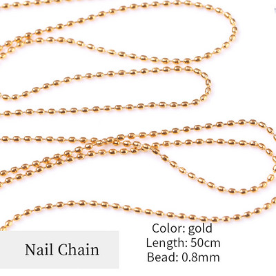 Rhinestones nagu naglu ķēde zelta sudraba nagu akmens krelles dekors 3D kalnu akmens metāla tērauda lodīšu ķēde DIY šarms nagu rotaslietu dekors