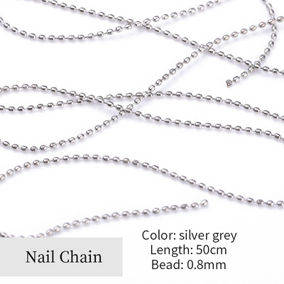 Rhinestones nagu naglu ķēde zelta sudraba nagu akmens krelles dekors 3D kalnu akmens metāla tērauda lodīšu ķēde DIY šarms nagu rotaslietu dekors