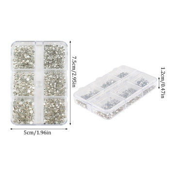 1 кутия Многоразмерни AB кристални кристали за нокти с плоско дъно Кристални прозрачни диамантени скъпоценни камъни Направи си сам декорации за нокти Страс камъни