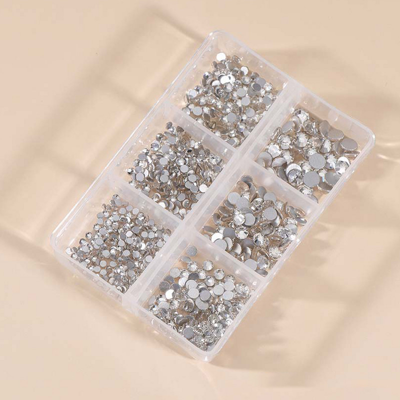 1 kaste Daudzizmēra AB Crystal Nail Rhinestones Plakana dibena kristāldzidra dimanta dārgakmeņi DIY nagu mākslas rotājumi Strass Stones