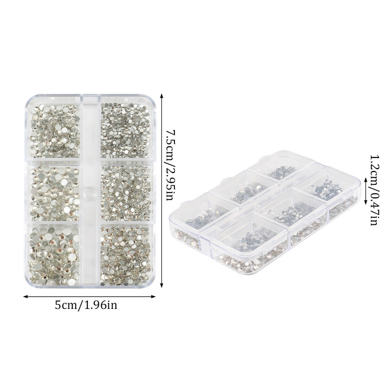 1 kaste Daudzizmēra AB Crystal Nail Rhinestones Plakana dibena kristāldzidra dimanta dārgakmeņi DIY nagu mākslas rotājumi Strass Stones
