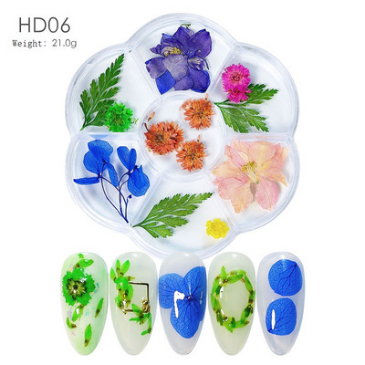 12/18 buc/cutie Flori uscate 3D Decoratiuni pentru arta unghiilor Autocolante florale uscate Brelocuri pentru manichiura DIY Modele pentru accesorii pentru unghii