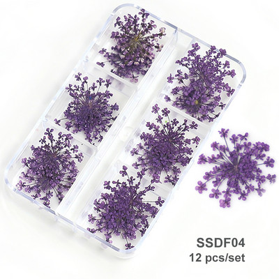 12/18 buc/cutie Flori uscate 3D Decoratiuni pentru arta unghiilor Autocolante florale uscate Brelocuri pentru manichiura DIY Modele pentru accesorii pentru unghii