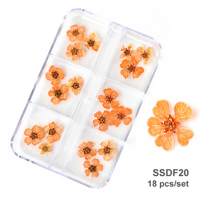 12/18 buc/cutie Flori uscate 3D Decoratiuni pentru arta unghiilor Autocolante florale uscate Brelocuri pentru manichiura DIY Modele pentru accesorii pentru unghii