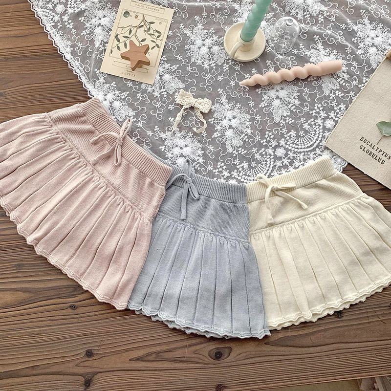 brieži jonmi 2024. gada jauns pavasaris, maziem bērniem, meitenēm, trikotāžas svārki korejiešu stilā vienkrāsaini, mazuļi, bērni, ikdienas kroku šorti, svārki