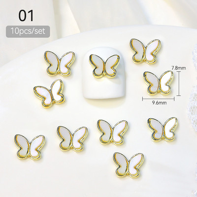 10 komada 3D srebrni zlatni leptir nakit Nail Art nitne Modni ženski privjesci za nokte Bowknot Srce Nokti Rhinestones Dekoracija za manikuru