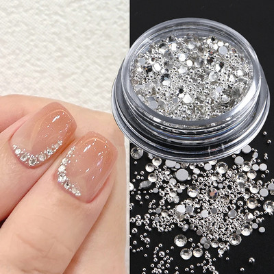 Jaukti mini nagu Rhinestones plakana muguras kristāla akmeņi metāla krelles pērles tauriņš nagu mākslas piekariņi Sirds rotaslietas manikīrs LAWHTBPS