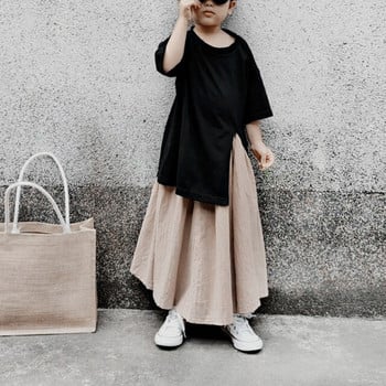 Κοριτσίστικες φούστες Casual Παιδικά κορίτσια Καλοκαίρι Νέα Στυλ Κοριτσίστικες φούστες τσέπη Μονόχρωμο Μόδα μωρό Παιδική ελαστική μέση μακριά σκούρα
