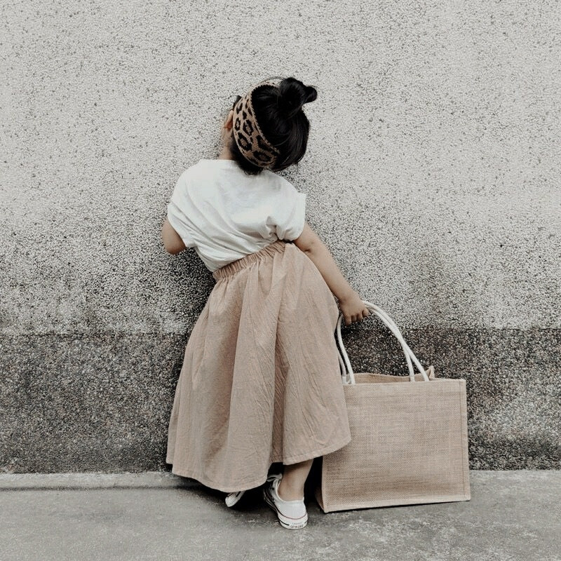 Meiteņu svārki Ikdienas bērni Meitenes Vasaras Jauni Stili Meiteņu Svārki Kabatas Vienkrāsaini Modes Bērnu Elastīgi vidukļa gari svārki