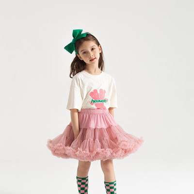 Īsi Lush Kids Tutu svārki meitenēm Rozā tilla svārki pufīgi kokvilnas mežģīnes bērnu zīdaiņu volānsvārki bērnu drēbītes ar tauriņu