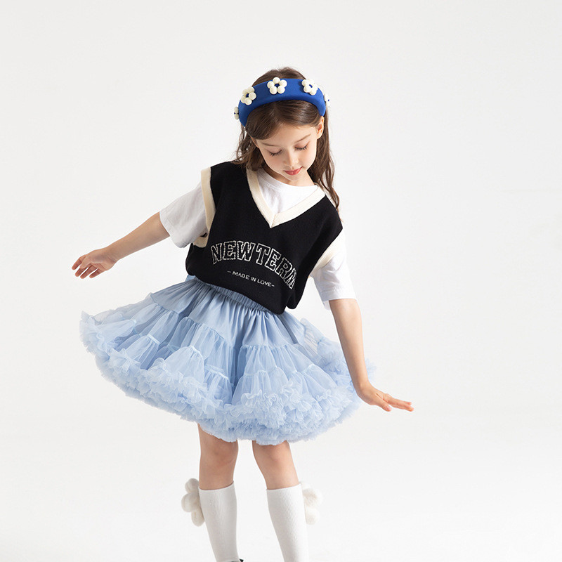 Īsi Lush Kids Tutu svārki meitenēm Rozā tilla svārki pufīgi kokvilnas mežģīnes bērnu zīdaiņu volānsvārki bērnu drēbītes ar tauriņu