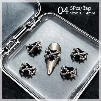 5/10 τμχ Μανικιούρ Μεταλλικό Ασημί Ροζ Μπλε Μωβ Καρδιά Πεταλούδα στρας 3D Διακοσμητικά νυχιών DIY Αξεσουάρ γοητείας νυχιών