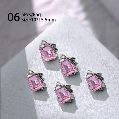 5/10 τμχ Μανικιούρ Μεταλλικό Ασημί Ροζ Μπλε Μωβ Καρδιά Πεταλούδα στρας 3D Διακοσμητικά νυχιών DIY Αξεσουάρ γοητείας νυχιών