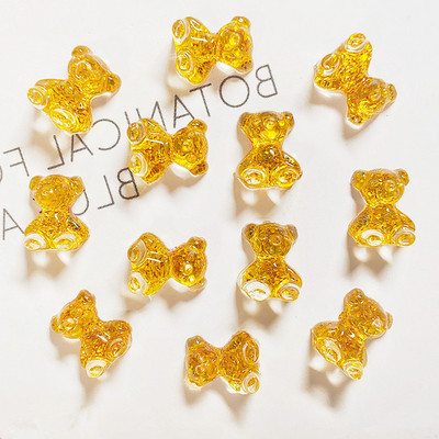 10 gab. Pink Bear nagu mākslas piekariņi 3D jauka multfilma 9 krāsu sveķu lācis nagu rotaslietas rotājumi DIY Kawaii manikīra nagu aksesuāri