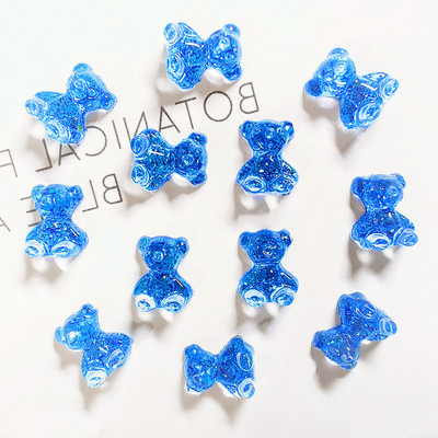 10 gab. Pink Bear nagu mākslas piekariņi 3D jauka multfilma 9 krāsu sveķu lācis nagu rotaslietas rotājumi DIY Kawaii manikīra nagu aksesuāri