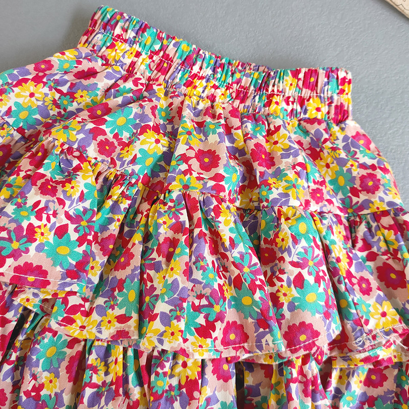 Meiteņu zīdaiņu volāniem kūku svārki Sweet Girls kokvilnas apdruka Princeses svārki Jauki meitenes svārki balles kleita svārki bērnu apģērbi