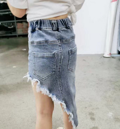 Modna traper suknja za djevojčice, pamuk, asimetrična traper suknja za djevojčice, ležerna ljetna odjeća za bebe od 2 do 12 godina.