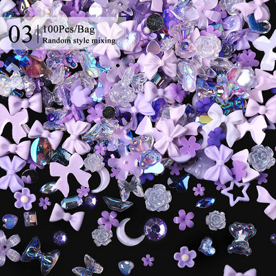 100kom bijelo srce biseri cvijet 3D privjesci za nokte zvijezda leptir perle Nail Art obrti DIY izrada nakita Mješoviti dodaci za nokte