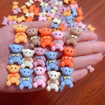 10 бр./компл. Kawaii Cute Bear Nail Art Charms Resin 3D Cartoon Папийонка Матова декорация Polish Press On Nails Аксесоари Бижута