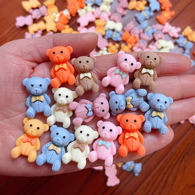 10 бр./компл. Kawaii Cute Bear Nail Art Charms Resin 3D Cartoon Папийонка Матова декорация Polish Press On Nails Аксесоари Бижута