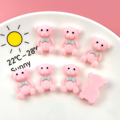 10 τμχ/Σετ Kawaii Cute Bear Nail Art Charms Ρητίνη 3D Cartoon Παπιγιόν Ματ Διακόσμηση βερνίκι Press On Nails Αξεσουάρ Κοσμήματα