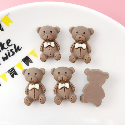 10 τμχ/Σετ Kawaii Cute Bear Nail Art Charms Ρητίνη 3D Cartoon Παπιγιόν Ματ Διακόσμηση βερνίκι Press On Nails Αξεσουάρ Κοσμήματα