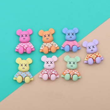 10Pcs Cute Bear Nail Art Charm 3D Cartoon Resin Macaron colored Violent Bear Nail Decoration Направи си сам Модни аксесоари за нокти