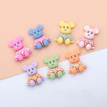 10Pcs Cute Bear Nail Art Charm 3D Cartoon Resin Macaron colored Violent Bear Nail Decoration Направи си сам Модни аксесоари за нокти