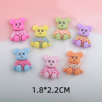 10Pcs Cute Bear Nail Art Charm 3D Cartoon Resin Macaron colored Violent Bear Nail Decoration Направи си сам Модни аксесоари за нокти