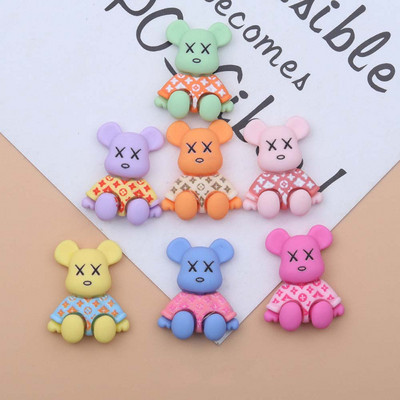 10 τμχ Cute Bear Nail Art Charm 3D Cartoon Resin Macaron σε χρώμα Violent Bear Διακόσμηση νυχιών DIY Μοντέρνα αξεσουάρ νυχιών