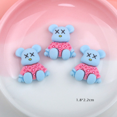 10Gb Cute Bear Nail Art Charm 3D Karikatūra Sveķu Makarona krāsas Violent Bear Nagu dekorēšana DIY Modes nagu aksesuāri