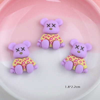 10Gb Cute Bear Nail Art Charm 3D Karikatūra Sveķu Makarona krāsas Violent Bear Nagu dekorēšana DIY Modes nagu aksesuāri