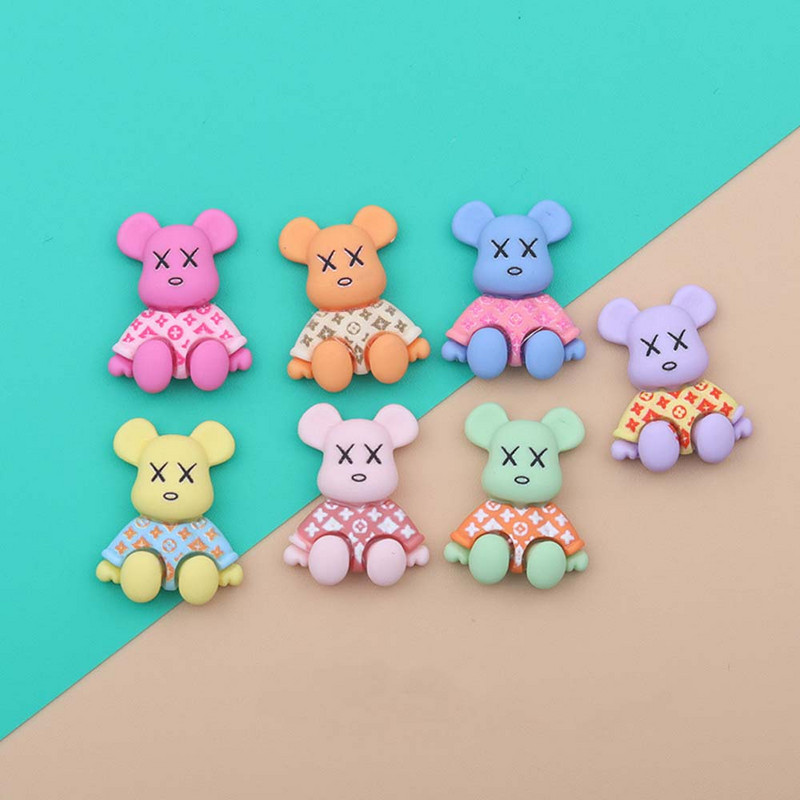 10Gb Cute Bear Nail Art Charm 3D Karikatūra Sveķu Makarona krāsas Violent Bear Nagu dekorēšana DIY Modes nagu aksesuāri