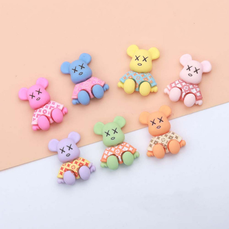 10Gb Cute Bear Nail Art Charm 3D Karikatūra Sveķu Makarona krāsas Violent Bear Nagu dekorēšana DIY Modes nagu aksesuāri