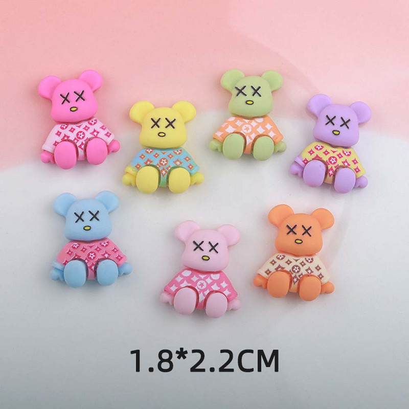 10Gb Cute Bear Nail Art Charm 3D Karikatūra Sveķu Makarona krāsas Violent Bear Nagu dekorēšana DIY Modes nagu aksesuāri