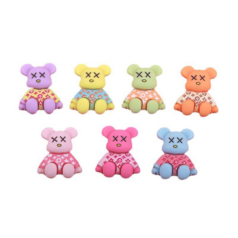 10Gb Cute Bear Nail Art Charm 3D Karikatūra Sveķu Makarona krāsas Violent Bear Nagu dekorēšana DIY Modes nagu aksesuāri