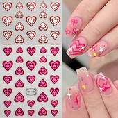Ljubavno srce 3D naljepnica za nokte za Valentinovo s gradijentom, šareno srce, samoljepljivi klizač, šuplje naljepnice u obliku srca, dekor za manikuru