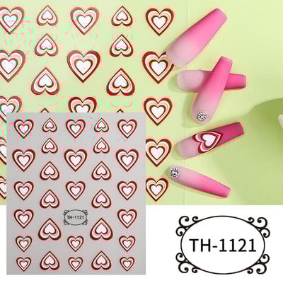 Ljubavno srce 3D naljepnica za nokte za Valentinovo s gradijentom, šareno srce, samoljepljivi klizač, šuplje naljepnice u obliku srca, dekor za manikuru