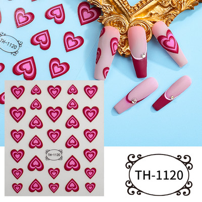 Ljubavno srce 3D naljepnica za nokte za Valentinovo s gradijentom, šareno srce, samoljepljivi klizač, šuplje naljepnice u obliku srca, dekor za manikuru