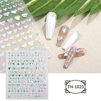 Ljubavno srce 3D naljepnica za nokte za Valentinovo s gradijentom, šareno srce, samoljepljivi klizač, šuplje naljepnice u obliku srca, dekor za manikuru