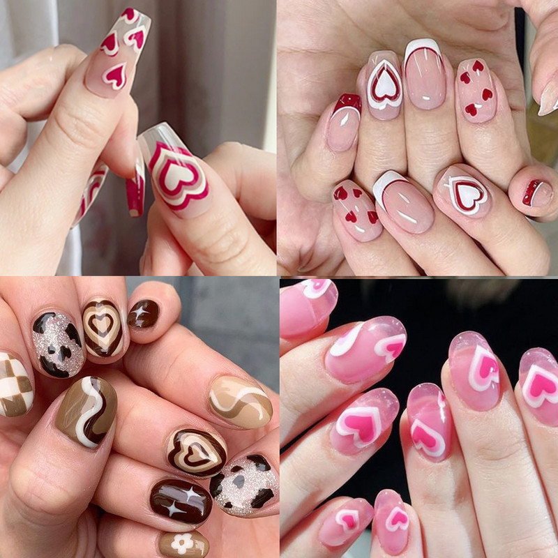 Ljubavno srce 3D naljepnica za nokte za Valentinovo s gradijentom, šareno srce, samoljepljivi klizač, šuplje naljepnice u obliku srca, dekor za manikuru