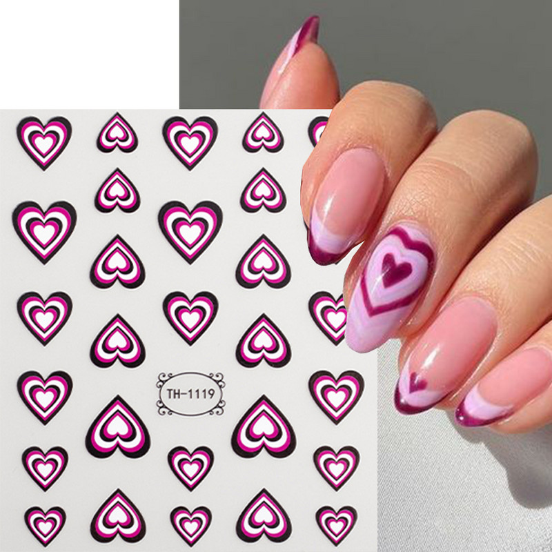 Ljubavno srce 3D naljepnica za nokte za Valentinovo s gradijentom, šareno srce, samoljepljivi klizač, šuplje naljepnice u obliku srca, dekor za manikuru
