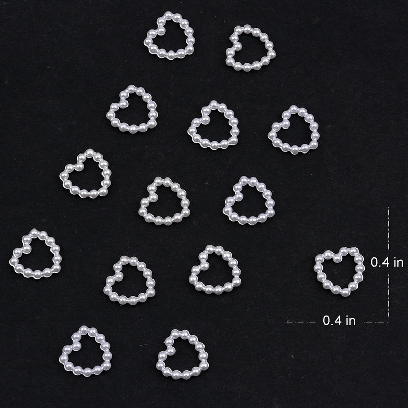 100 komada Bijelo Ljubičasto Ružičasto Srce Pearl Nail Decorations Hollow Charms Bulk 3D Nail Art Dodaci Za Žene Djevojački Nokti NJ23911-6