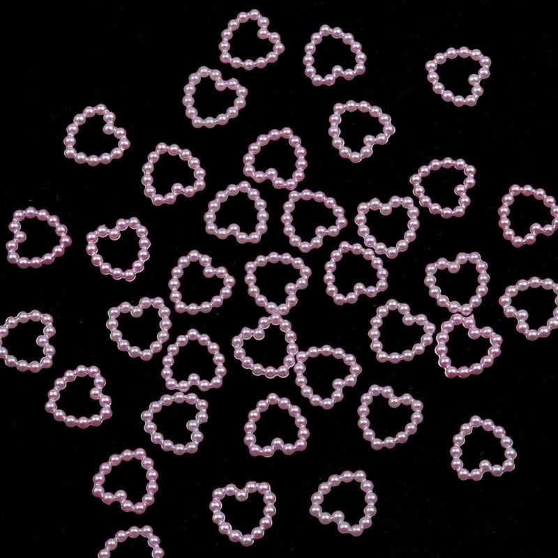 100 komada Bijelo Ljubičasto Ružičasto Srce Pearl Nail Decorations Hollow Charms Bulk 3D Nail Art Dodaci Za Žene Djevojački Nokti NJ23911-6