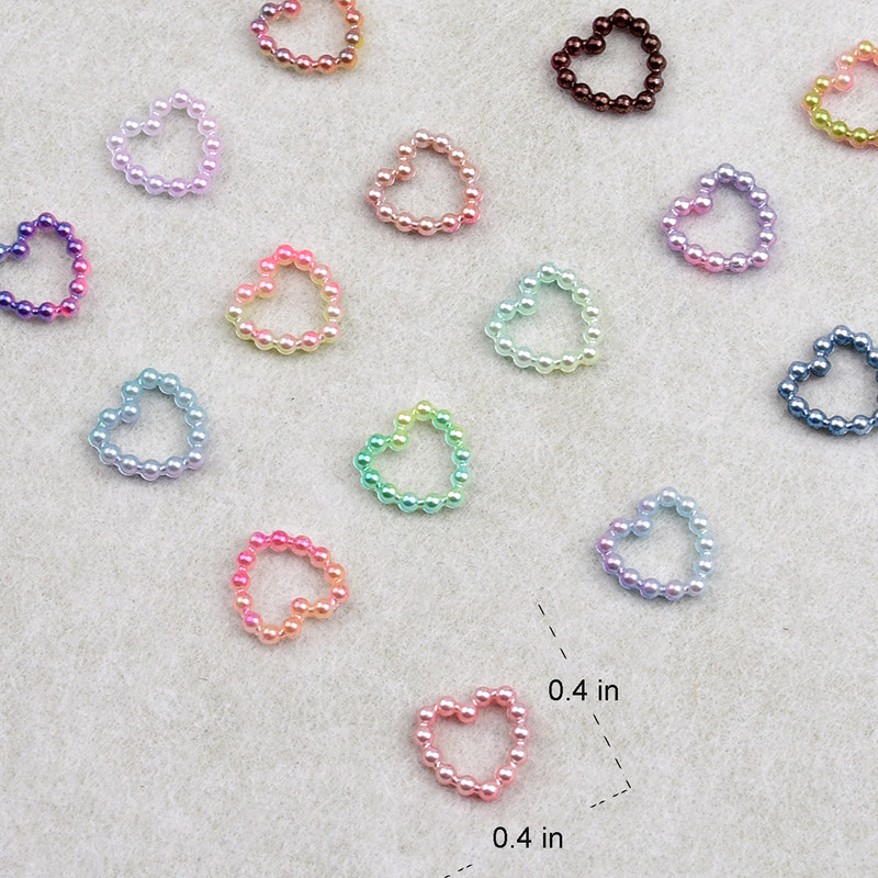 100 komada Bijelo Ljubičasto Ružičasto Srce Pearl Nail Decorations Hollow Charms Bulk 3D Nail Art Dodaci Za Žene Djevojački Nokti NJ23911-6