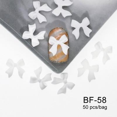 50 kom. Mašna od smole Nail Art Dekoracija Crno-bijela 3D duga vrpca Bowknot Ornament Šarm za nokte Dizajn nakita Kawaii DIY dodaci