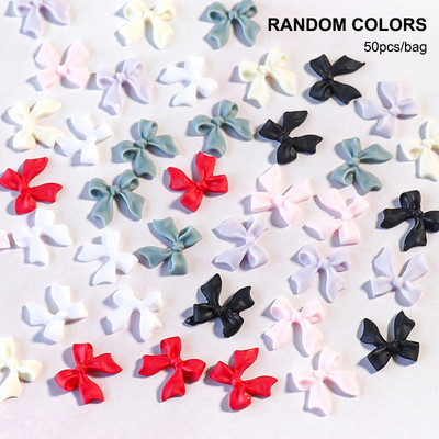 50 kom. Mašna od smole Nail Art Dekoracija Crno-bijela 3D duga vrpca Bowknot Ornament Šarm za nokte Dizajn nakita Kawaii DIY dodaci