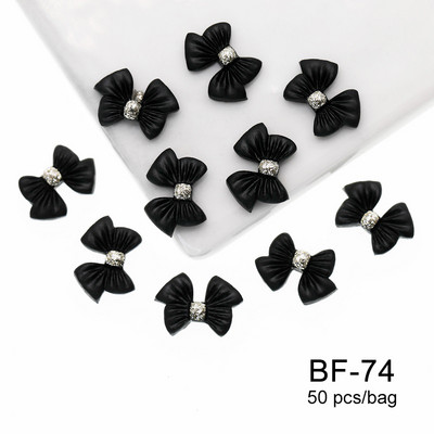 50 kom. Mašna od smole Nail Art Dekoracija Crno-bijela 3D duga vrpca Bowknot Ornament Šarm za nokte Dizajn nakita Kawaii DIY dodaci